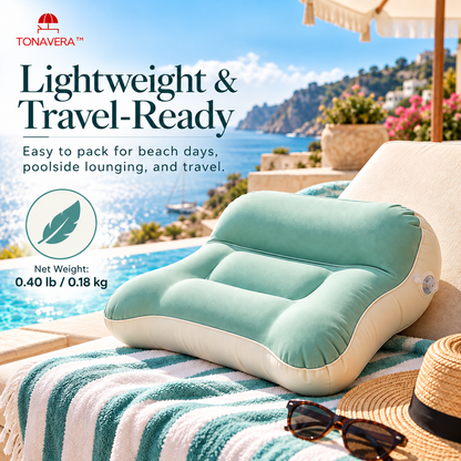 Tonavera™ Drift Pillow – Inflatable Beach Headrest, Compact Poolside Travel Pillow, Soft Packable Lounger Cushion for Resort & Seaside Relaxation